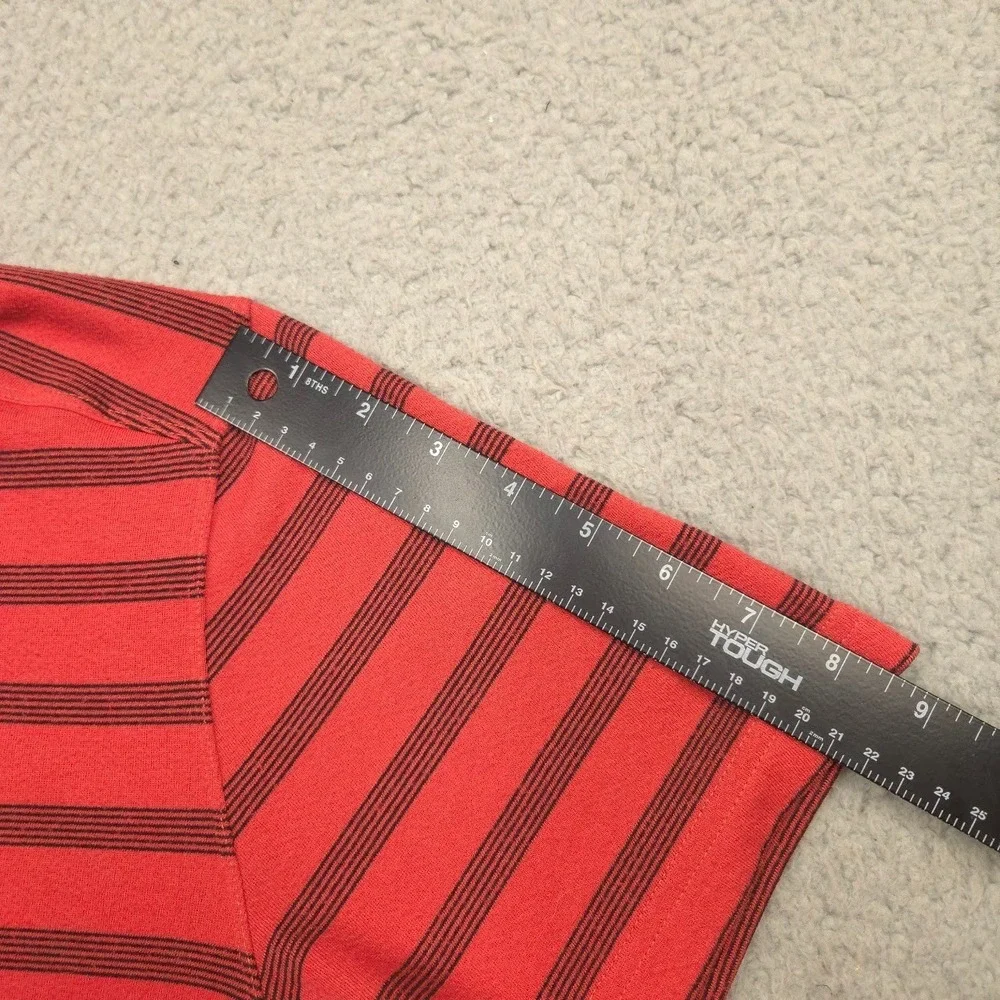 The North Face Polo Shirt Mens XL Red Striped Short Sleeve FlashDry Golf